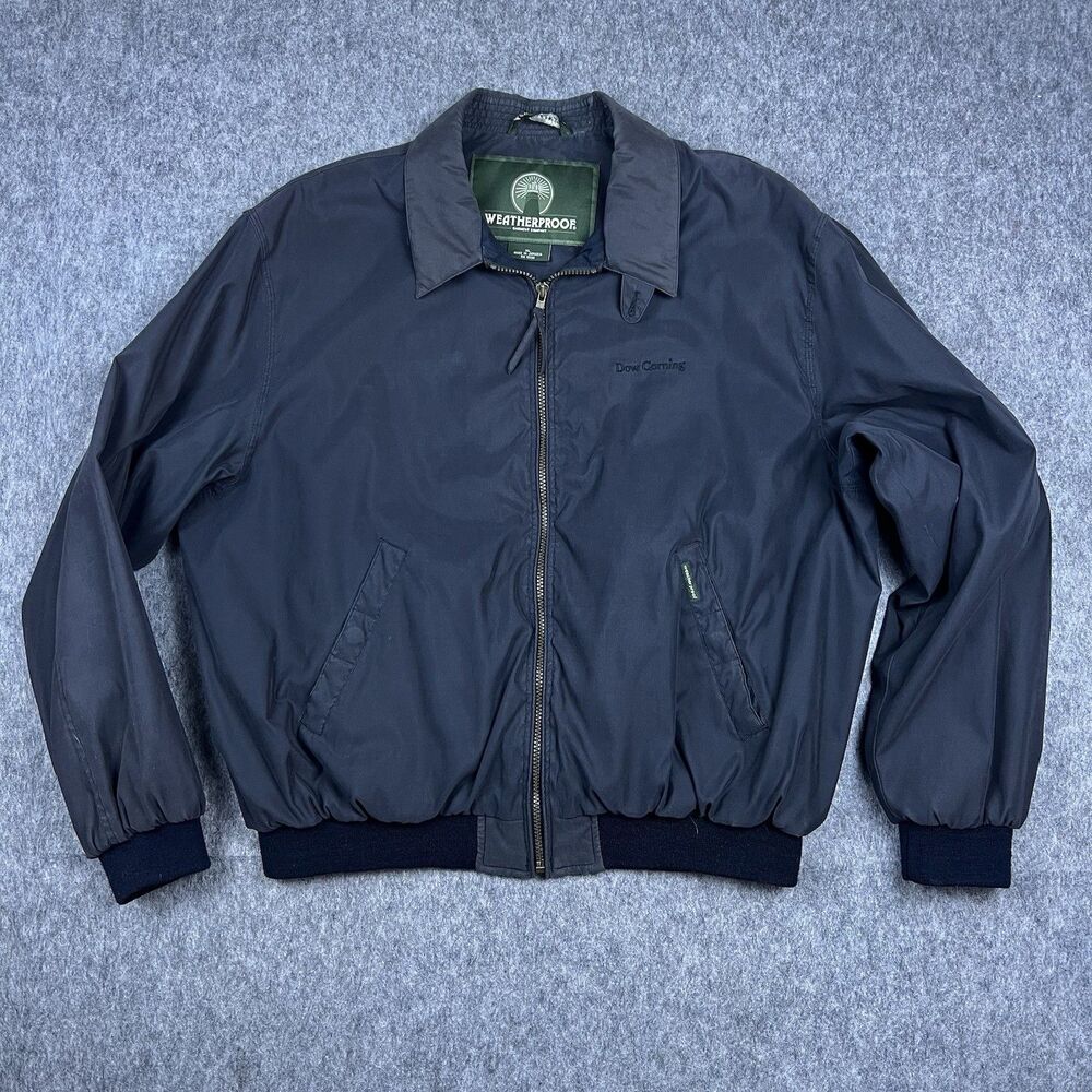 Vtg Weatherproof Garment Co Men's Harrington Jacket Navy Blue Zip Up Size XL